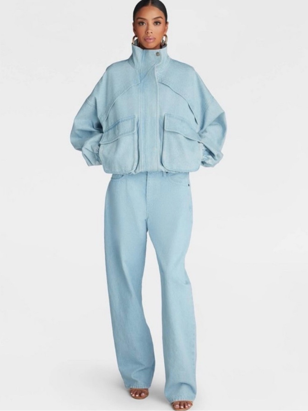 KBB: KAHLANA 🎯 Light Blue Oversized Bomber Jacket - Women - Picture 7 of 7